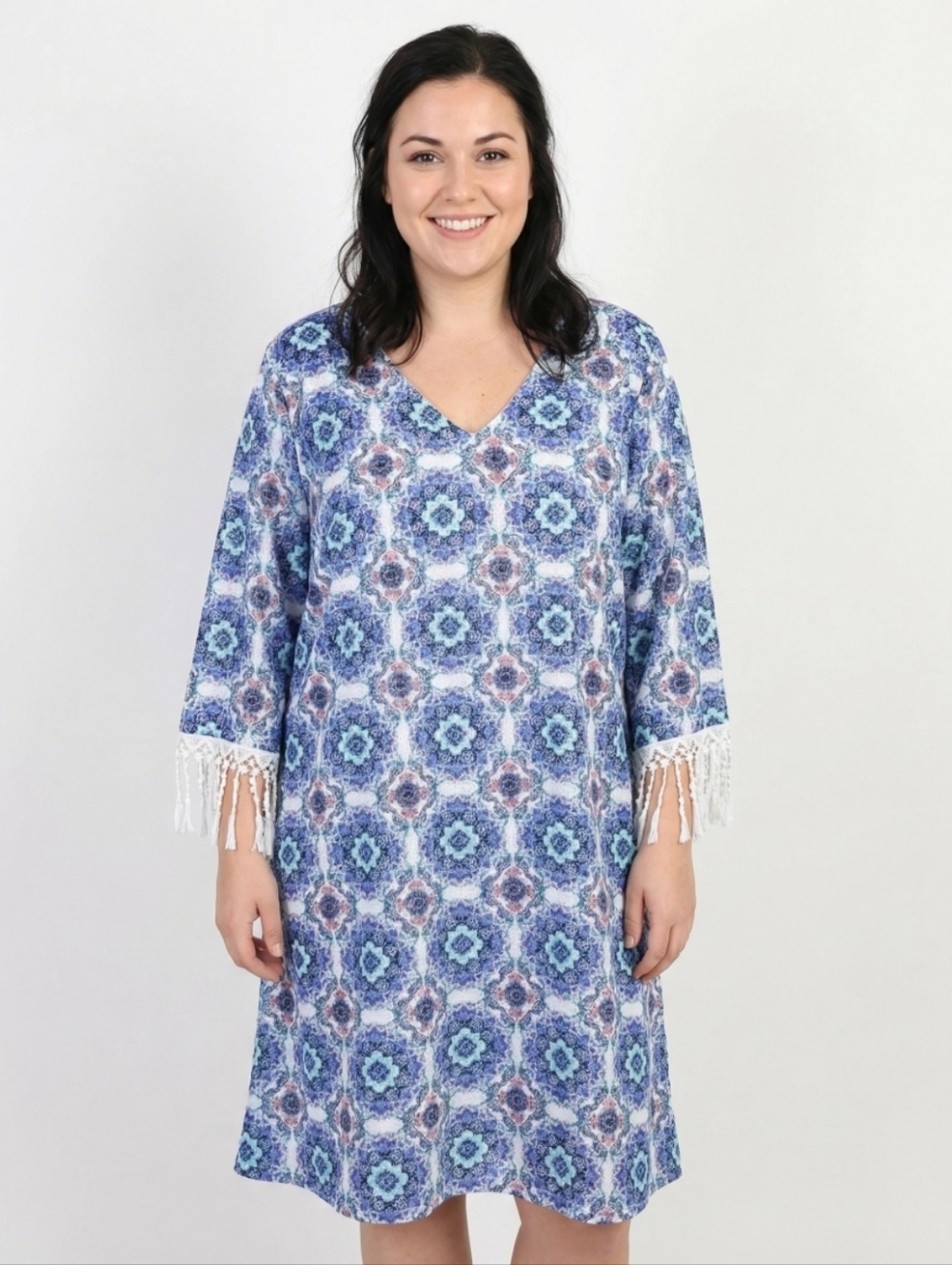 AVENUE PLUS GRECIAN FRINGE SHIFT DRESS SZ 2X - Picture 2 of 9